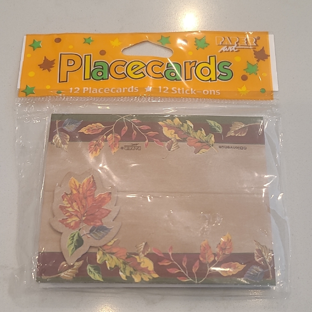 PAPYRUS Autumn Leaf Placecards - Brown and Orange